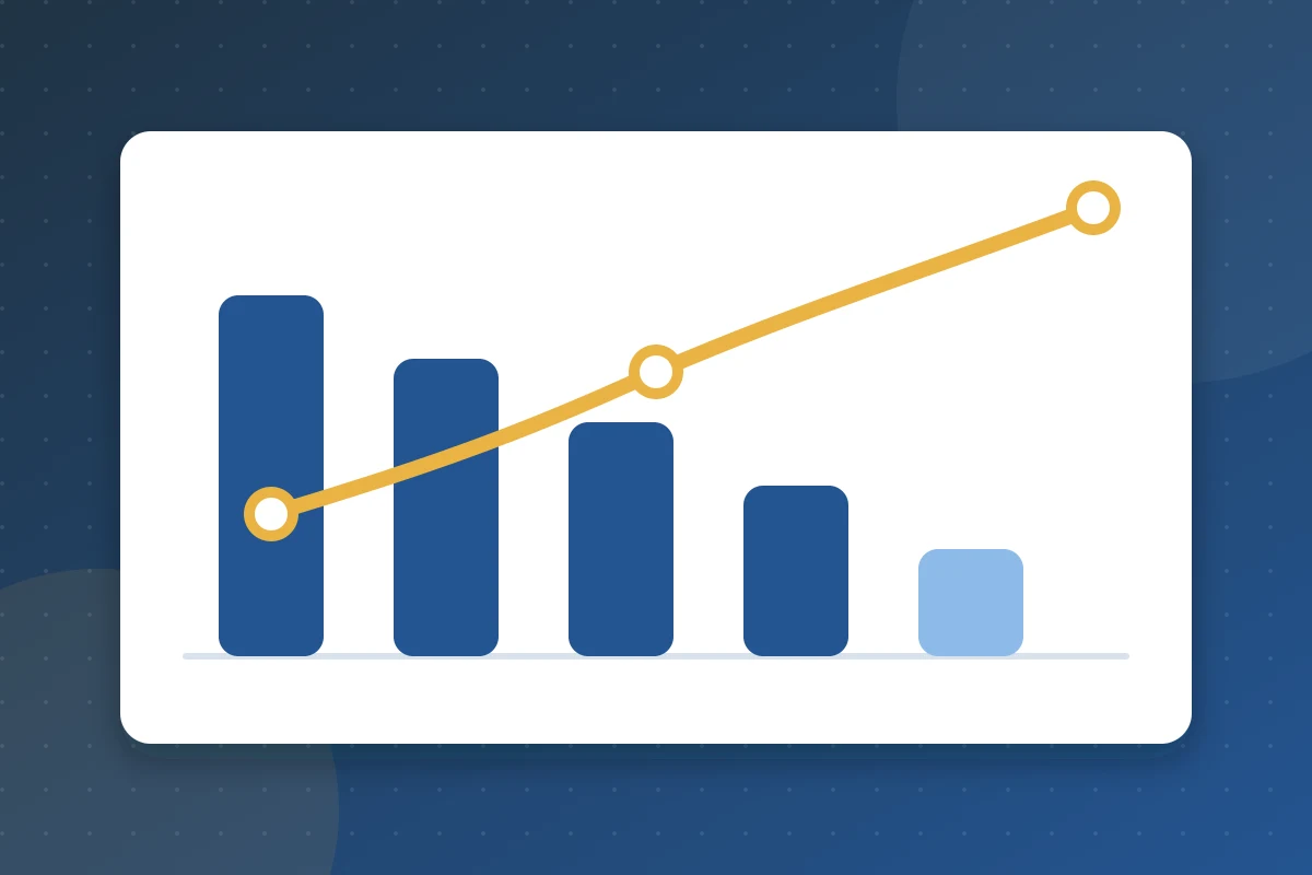Line chart with falling clicks and rising impressions